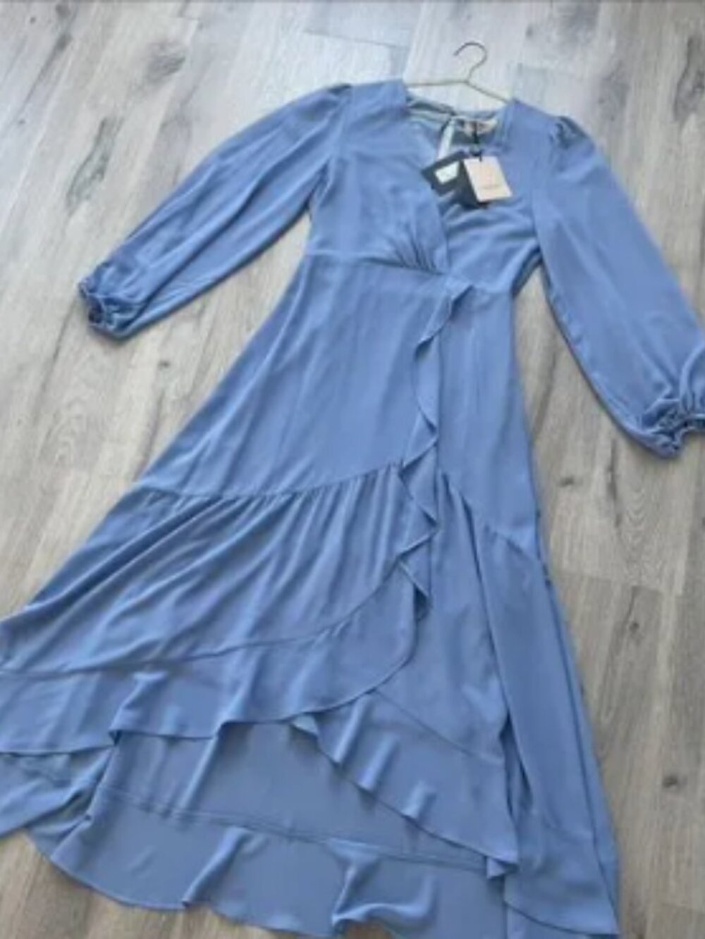 Zimmermann Blue Ruffle Wrap Maxi Dress